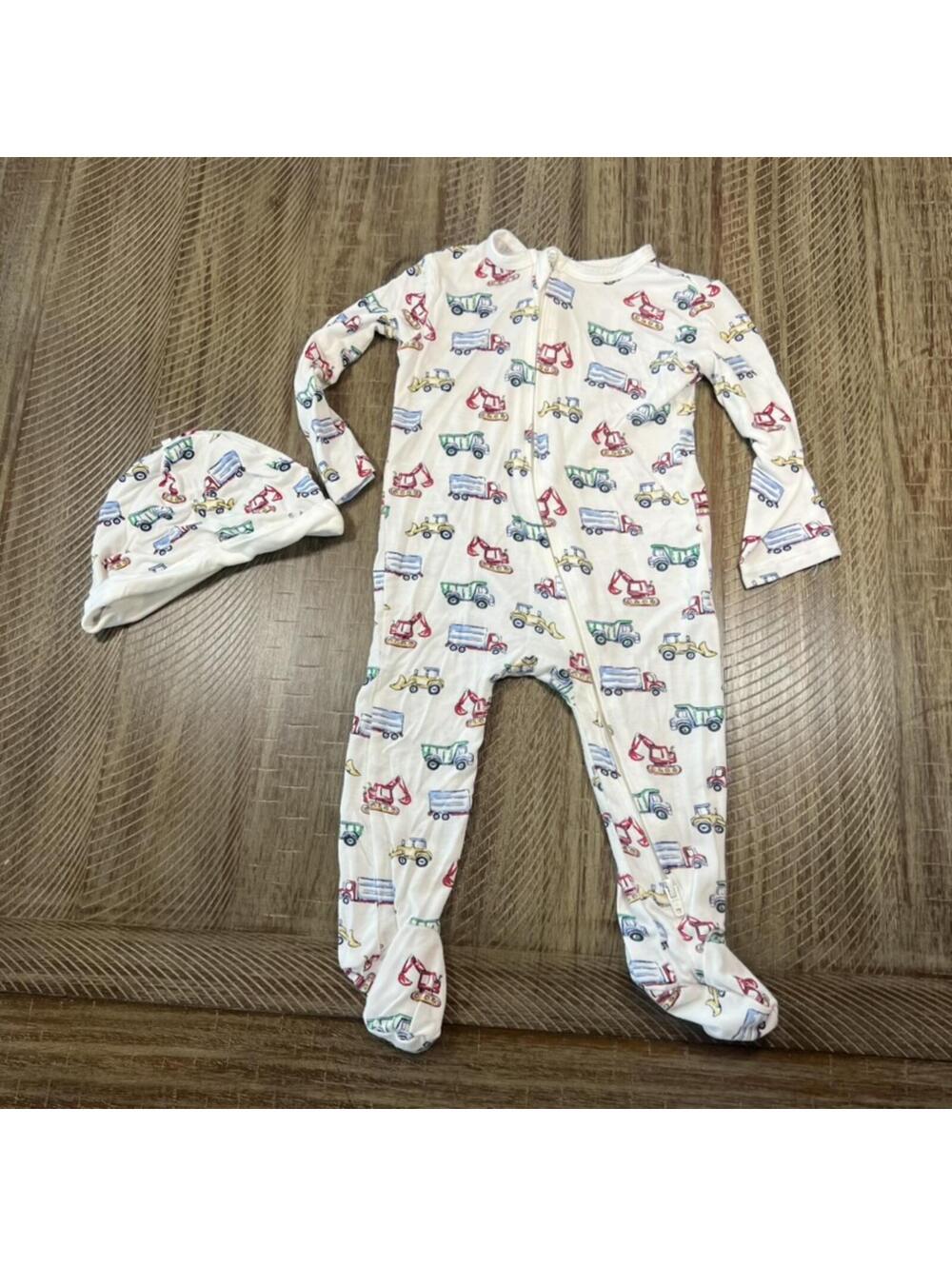 Baby Boy Little Me Sleeper with hat - Construction Trucks - 9M